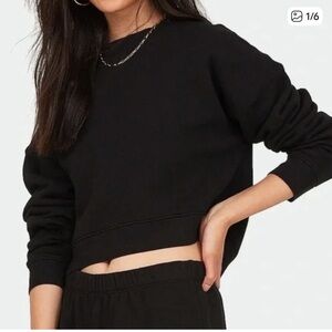 Mate the Label Women's Organic Fleece Cropped Sweatshirt Jet Black Small